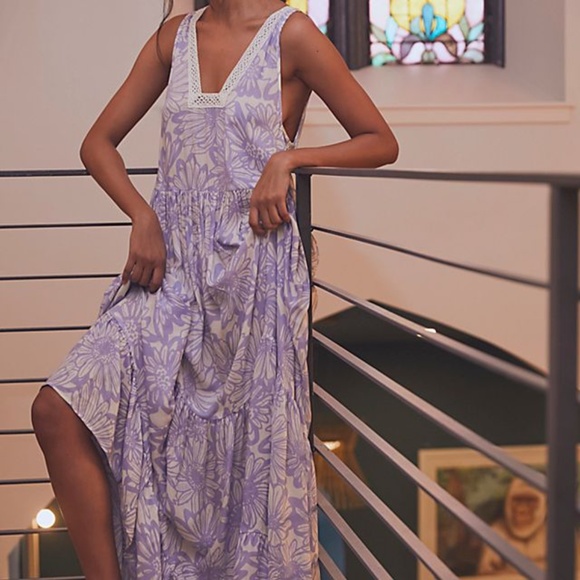 Free People Tiers For You Maxi Dress in Lavender Combo sz XS NWT $168R - Picture 4 of 5